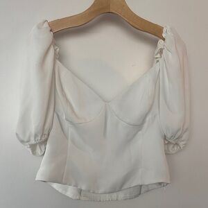Aritzia Wilfred Novella White Puff Sleeve Top